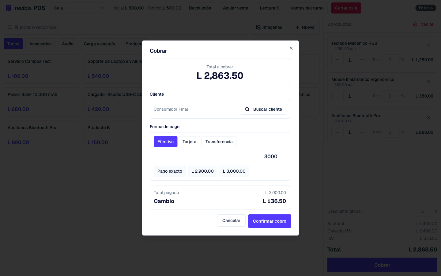 Cobra como el cliente quiera pagar