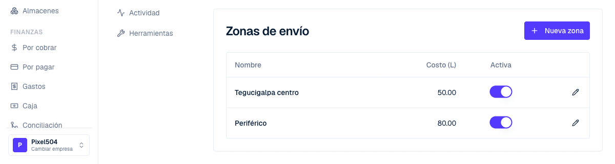 Cobra el envío por zonas
