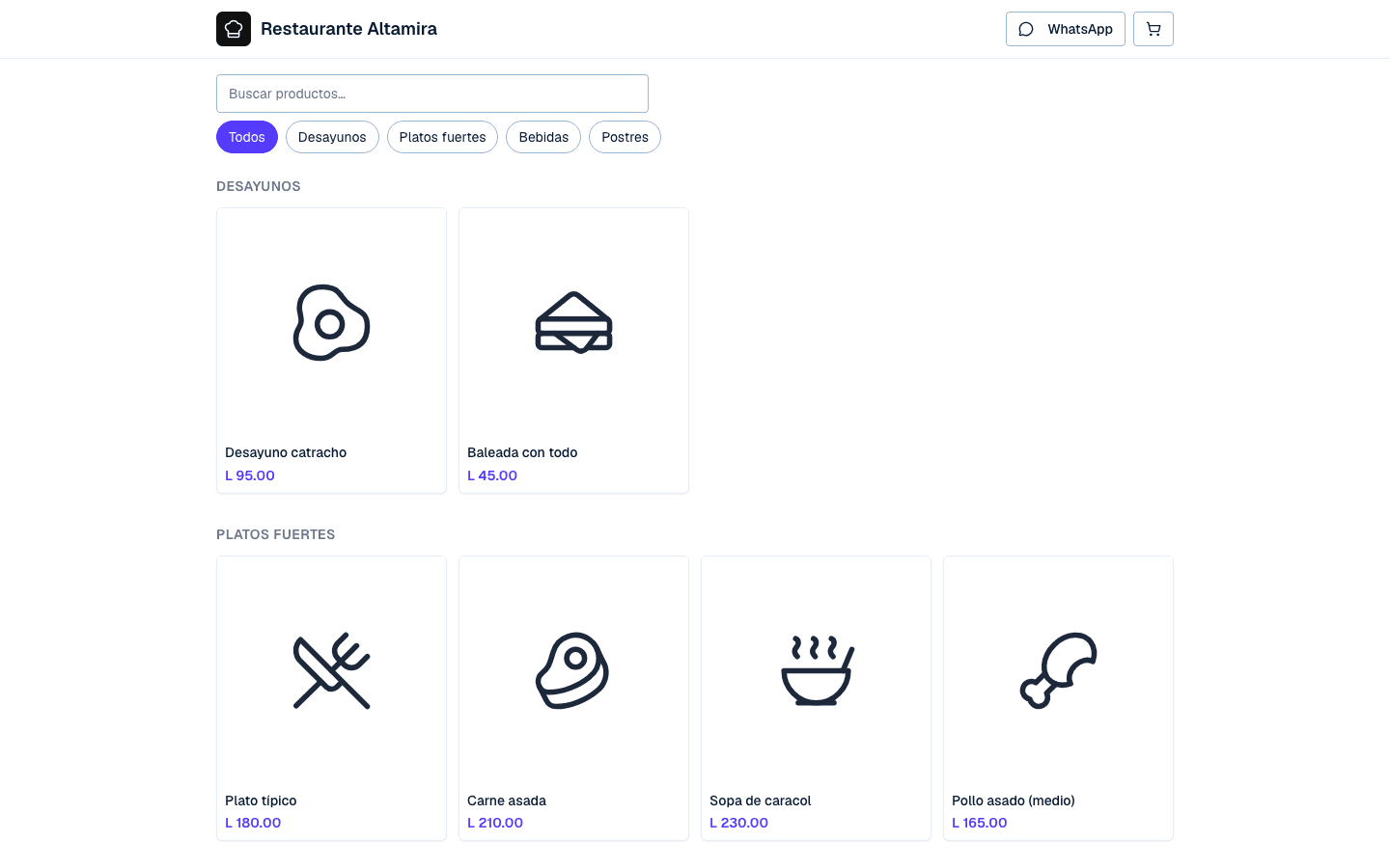 Tienda en línea de Recibix con catálogo de productos, categorías y carrito